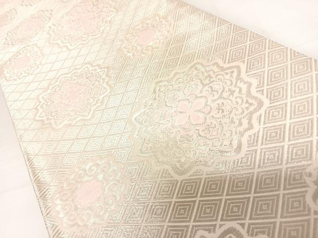 平和屋着物◎全通柄袋帯 唐織 舞花文 銀糸 正絹 逸品 AABC2498yx