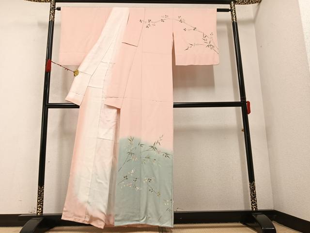 平和屋着物●訪問着 笹 萩 暈し染め 正絹 逸品 AABC2530ph