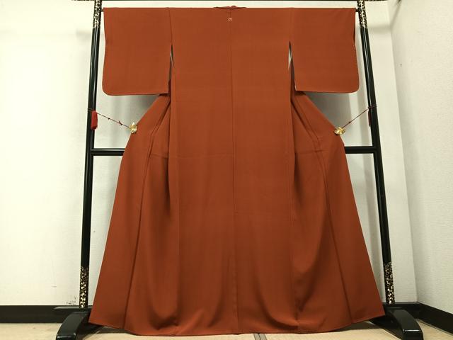 平和屋着物●上質な色無地 雀茶色 正絹 逸品 AABC2576ph
