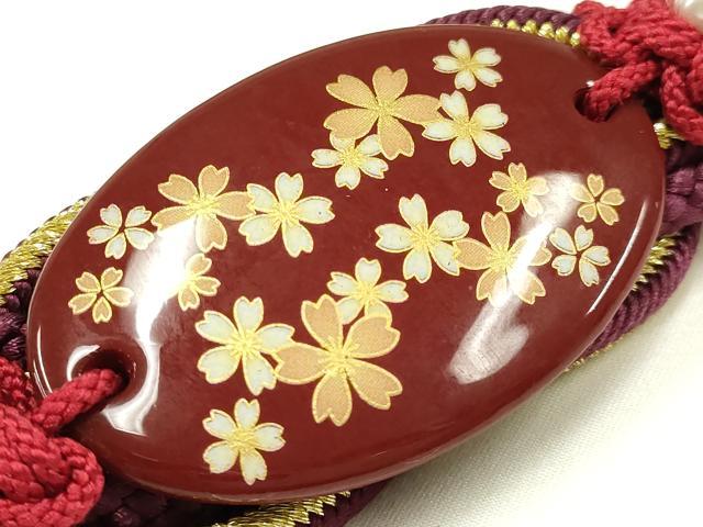 平和屋着物●和装小物 振袖用帯締め 装飾 蒔絵 パール 金糸 撚り房 逸品 未使用 AABC2616ay