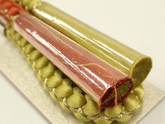 平和屋着物●和装小物 帯締め・帯揚げセット 振袖用 総絞り 舞花文 暈し 金糸 正絹 逸品 未使用 AABC2646ay