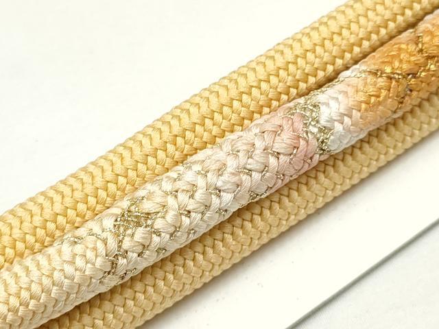 平和屋本店●和装小物 帯締め・帯揚げセット 振袖用 総絞り 斜縞 暈し 金糸 撚り房 逸品 AABC2660ay