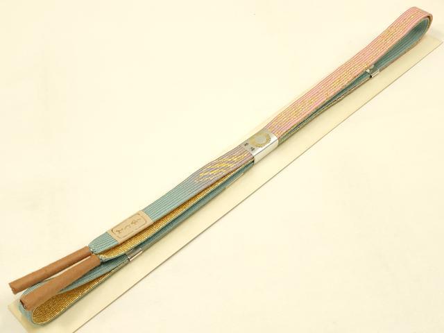 平和屋本店●和装小物 帯締め・帯揚げセット 高麗組 綾出し 舞花文 暈し染め 金糸 正絹 逸品 未使用 AABC2677ay