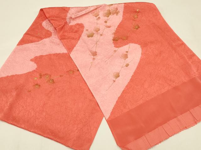 平和屋着物●和装小物 帯締め・帯揚げセット 高麗組 枝梅 暈し 金糸 金彩 正絹 逸品 未使用 AABC2684ay