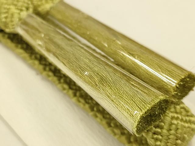平和屋本店●和装小物 帯締め・帯揚げセット 笹浪組 舞花文 暈し染め 金糸 金銀彩 逸品 未使用 AABC2769ay