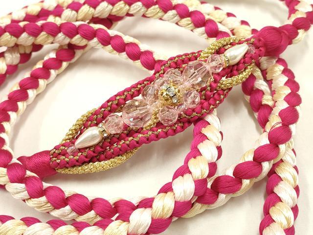 平和屋着物●和装小物 振袖用帯締め 装飾 ラインストーン ビーズ パール 金糸 逸品 AABC2791ay