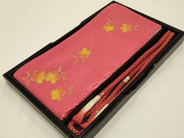 平和屋本店●和装小物 帯締め・帯揚げセット 振袖用 総絞り 金糸 金彩 撚り房 正絹 逸品 未使用 AABC2800ay
