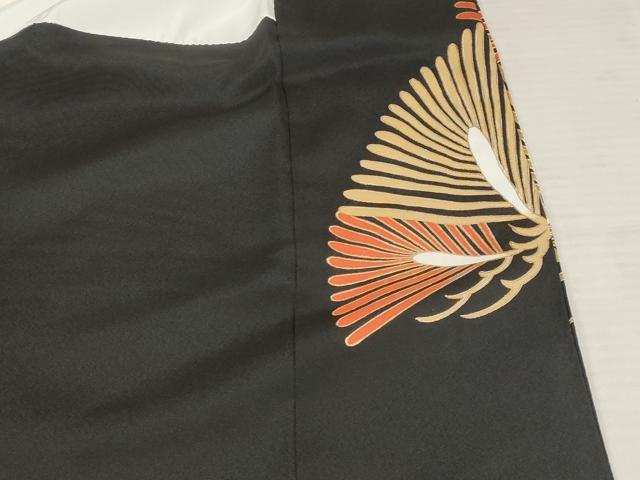 平和屋着物■豪華黒留袖 駒刺繍 枝松文 金彩 鬼しぼ縮緬 正絹 逸品 AABC2887st