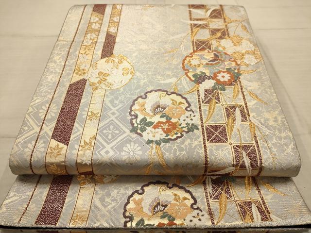 平和屋着物◎六通柄袋帯 唐織 雪輪花文 金糸 正絹 逸品 AABC3041dt
