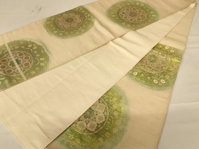 平和屋着物◎六通柄袋帯 正倉院花文 金糸 正絹 逸品 AABC3061dt