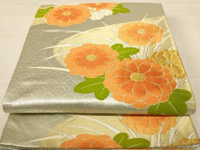 平和屋着物◎六通柄袋帯 唐織 流水花文 金銀糸 やまとオリジナル 正絹 逸品 AABC3078dt