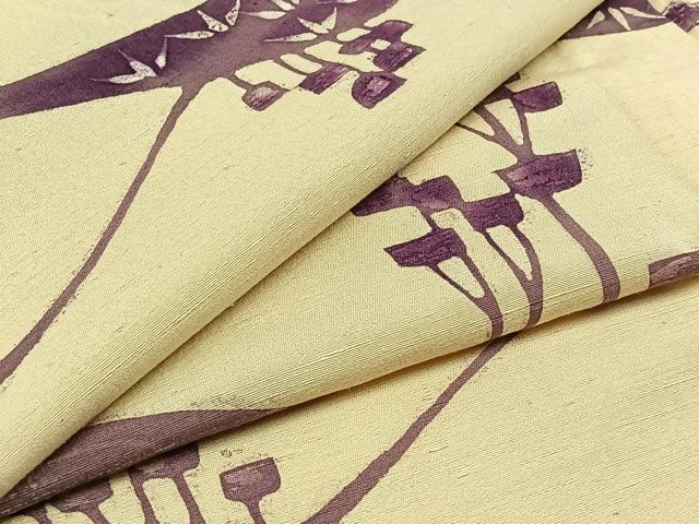 平和屋着物▽上質な紬 単衣 風景文 正絹 逸品 AABC3169jh