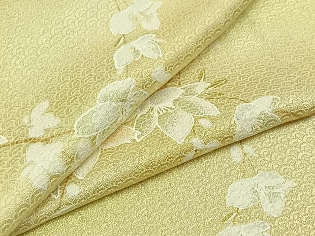平和屋着物▽上質な小紋 単衣 枝花文 正絹 逸品 AABC3183jh