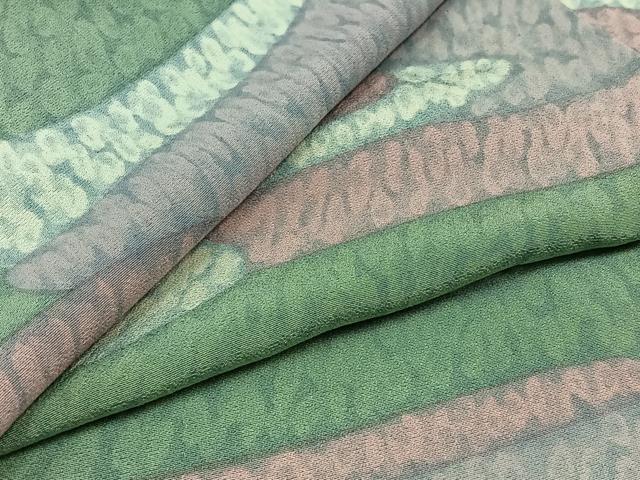 平和屋着物▽上質な小紋 単衣 霞文 正絹 逸品 AABC3186jh
