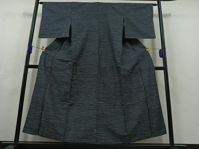 平和屋着物▽上質な紬 単衣 横段文 正絹 逸品 AABC3190jh