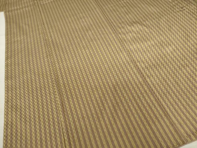 平和屋着物●山下八百子 本場黄八丈 紬 縞 市松綾織 正絹 逸品 AABC3202ck