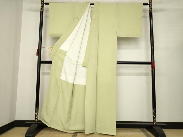 平和屋着物●上質な色無地 乱菊 油色 正絹 逸品 AABC3212ck