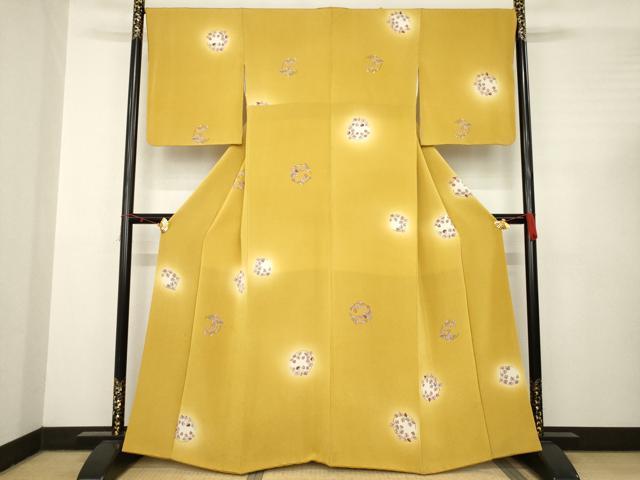 平和屋着物●上質な小紋 草花丸文 ほたる暈し 鬼しぼ縮緬 正絹 逸品 AABC3240ck