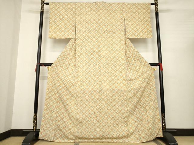 平和屋着物●上質な小紋 丸文 木版染め 正絹 逸品 AABC3276ck