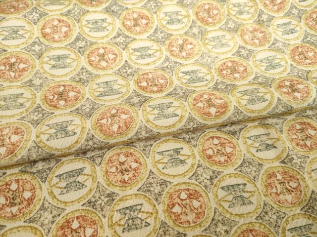 平和屋着物●上質な小紋 丸文 木版染め 正絹 逸品 AABC3276ck