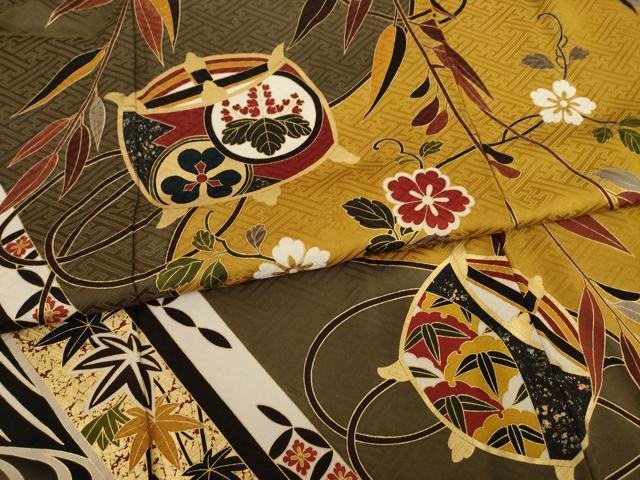 平和屋着物●豪華振袖 糸巻吉祥花文 金彩 正絹 逸品 AABC3277ck