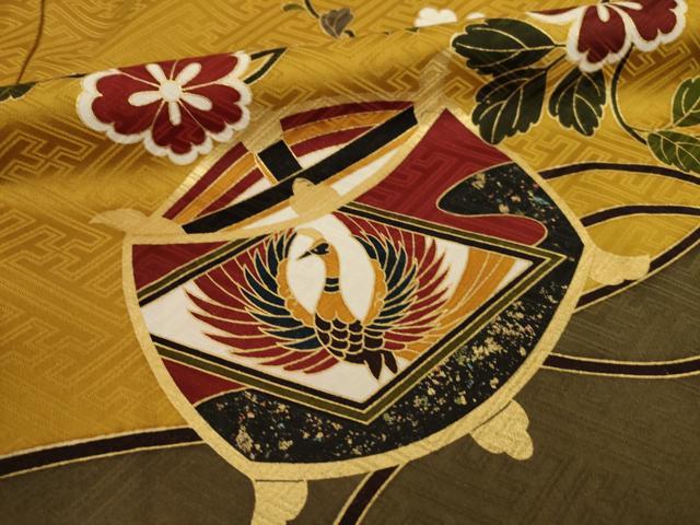 平和屋着物●豪華振袖 糸巻吉祥花文 金彩 正絹 逸品 AABC3277ck