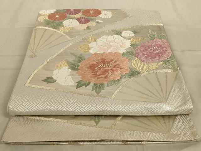 平和屋着物◎六通柄袋帯 唐織 地紙花文 金銀糸 正絹 逸品 AABC3308ou
