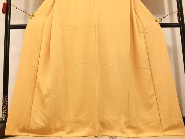 平和屋着物●豪華色留袖 竜田川 色無地 萱草色 正絹 逸品 AABC3342ph
