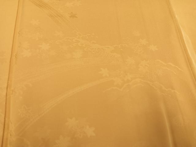 平和屋着物●豪華色留袖 竜田川 色無地 萱草色 正絹 逸品 AABC3342ph