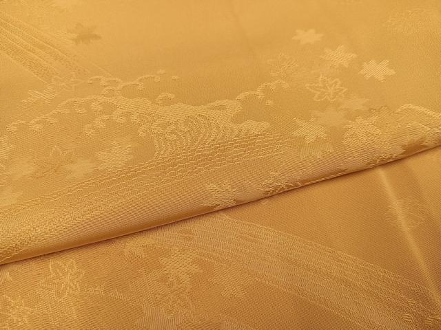 平和屋着物●豪華色留袖 竜田川 色無地 萱草色 正絹 逸品 AABC3342ph