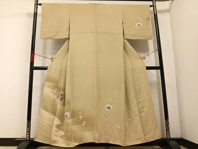 平和屋着物●訪問着 友禅 手描き 陶器花文 暈し染め 正絹 逸品 AABC3361ph