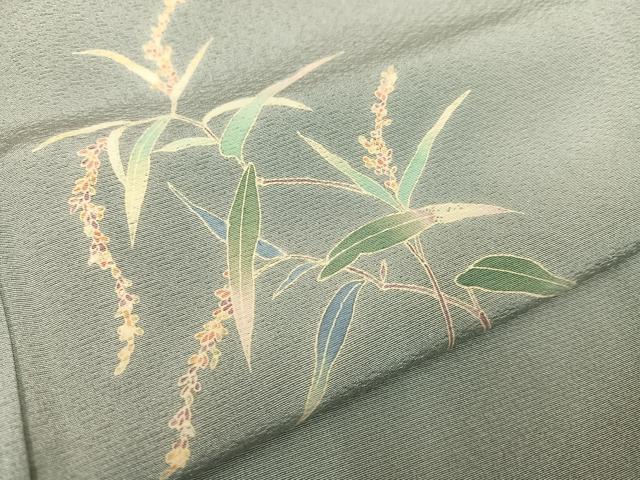 平和屋着物●色留訪問着 友禅 作家物 草花文 正絹 逸品 AABC3366ph