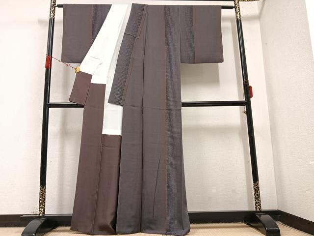 平和屋着物●上質な小紋 間道 正絹 逸品 AABC3369ph