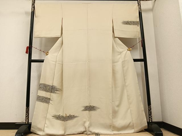 平和屋着物●訪問着 手描き 駒刺繍 草花文 暈し染め 金彩 正絹 逸品 AABC3390ph