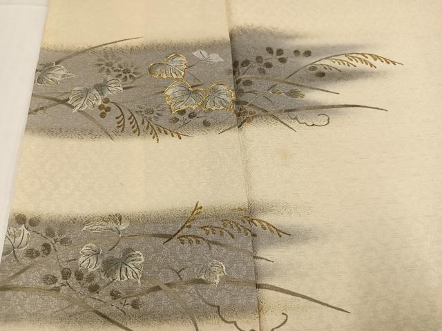 平和屋着物●訪問着 手描き 駒刺繍 草花文 暈し染め 金彩 正絹 逸品 AABC3390ph