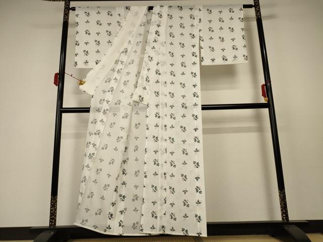 平和屋着物*夏物 小紋 絽 草花文 洗える着物 AABC3415jd