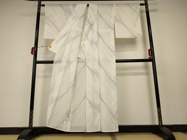 平和屋着物*夏物 小紋 絽 幾何学文様 洗える着物 AABC3421jd