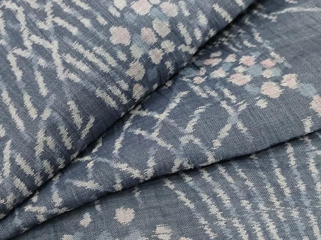 平和屋着物*夏物 小千谷ちぢみ 草花文 麻 逸品 AABC3437jd