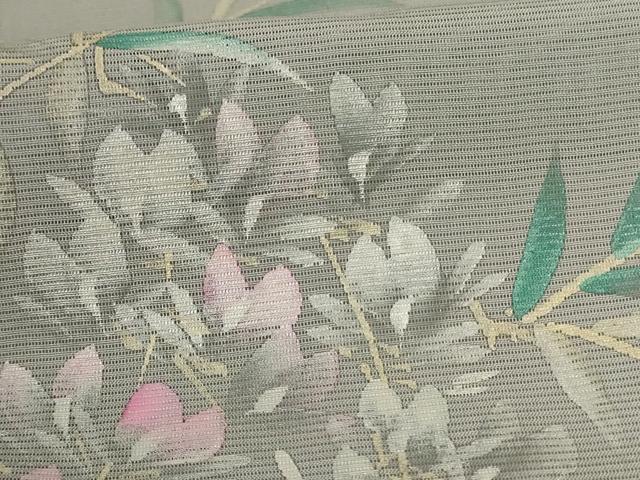 平和屋着物*夏物 訪問着 絽 手描き 草花文 暈し染め 銀彩 正絹 逸品 AABC3455jd