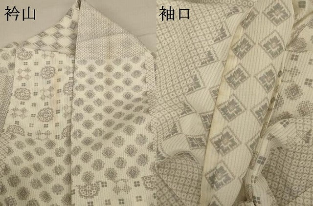 平和屋着物*夏物 小紋 変わり絽 幾何学文様 洗える着物 AABC3482jd
