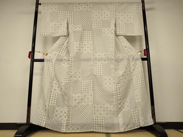 平和屋着物*夏物 小紋 変わり絽 幾何学文様 洗える着物 AABC3482jd