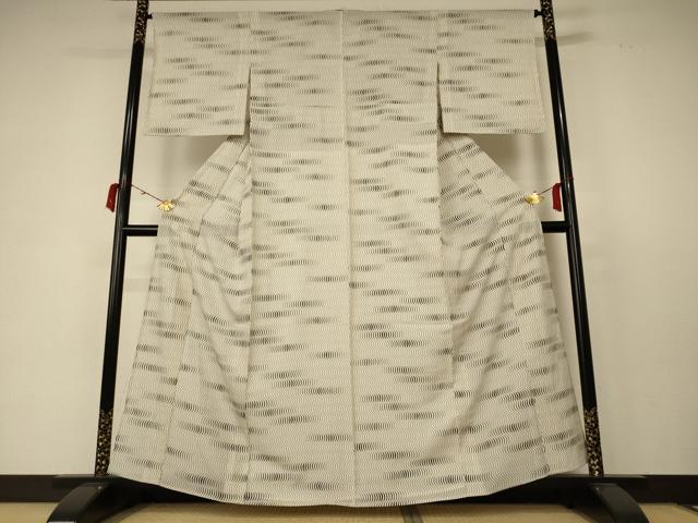 平和屋着物*夏物 小紋 絽 よろけ縞 正絹 逸品 AABC3495jd