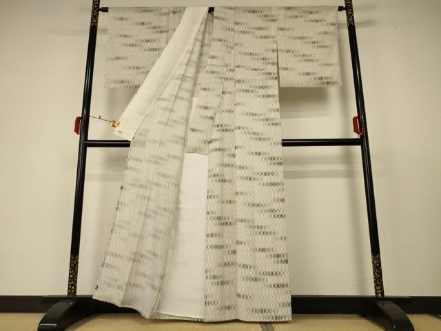 平和屋着物*夏物 小紋 絽 よろけ縞 正絹 逸品 AABC3495jd