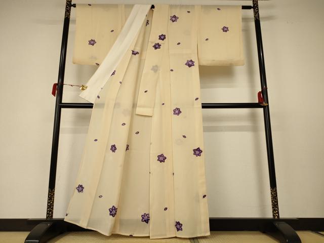 平和屋着物*夏物 小紋 絽 絞り 舞花文 正絹 逸品 AABC3498jd