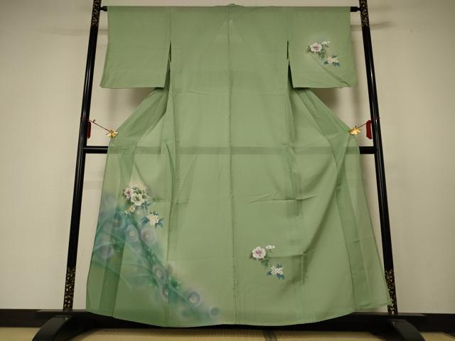 平和屋着物*夏物 訪問着 絽 手描き 草花文 金彩 正絹 逸品 AABC3518jd