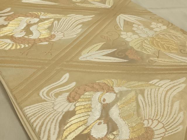 平和屋着物◎六通柄袋帯 花鳥文 金銀糸 正絹 逸品 AABC3564ou
