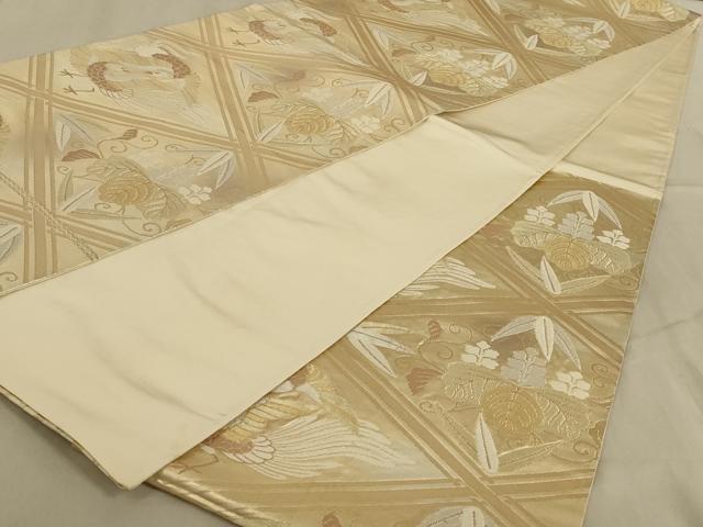 平和屋着物◎六通柄袋帯 花鳥文 金銀糸 正絹 逸品 AABC3564ou