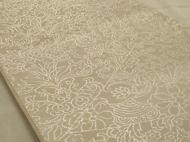 平和屋着物◎六通柄袋帯 更紗花文 銀糸 次島謹製 正絹 逸品 AABC3568ou