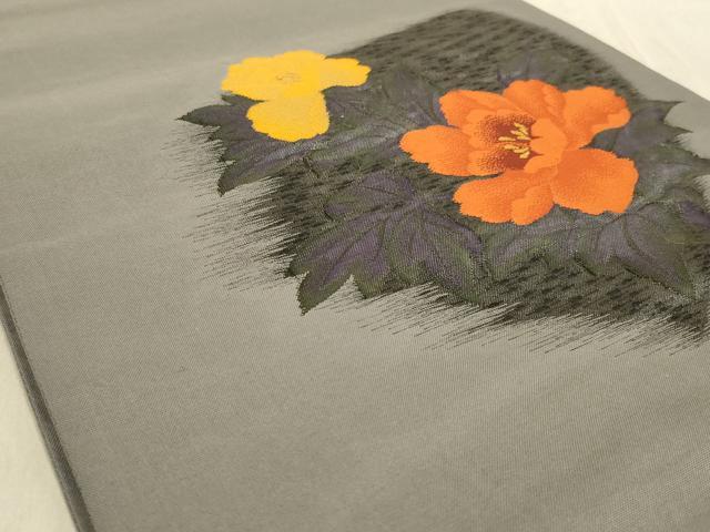 平和屋着物◎太鼓柄袋帯 草花文 正絹 逸品 AABC3580ou