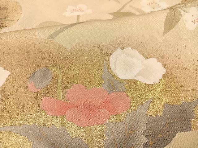 平和屋着物●訪問着 草花文 暈し染め 金彩 正絹 逸品 AABC3649ph